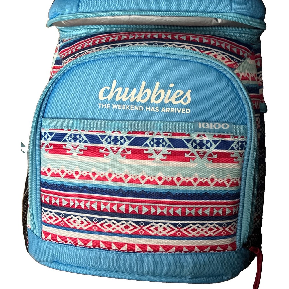 Chubbies Igloo Cooler Backpack Blue Aztec Hiking Camping Beach Vacation Lunch